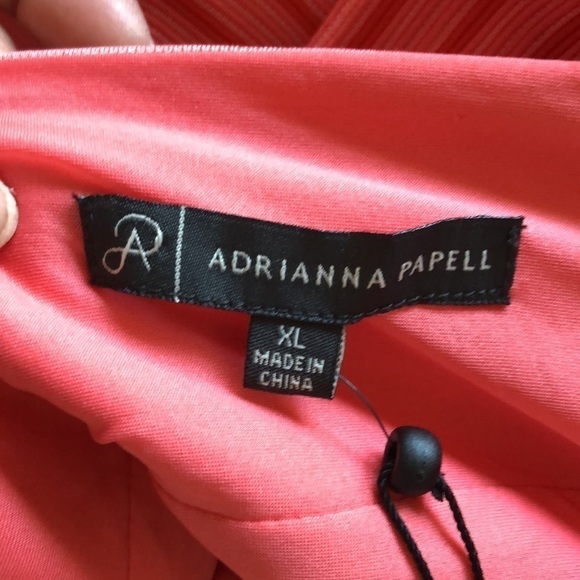 NEW Adrianna Papell Coral & Orange Striped Ottoman Size XL Fit and Flare Dress - Picture 15 of 16